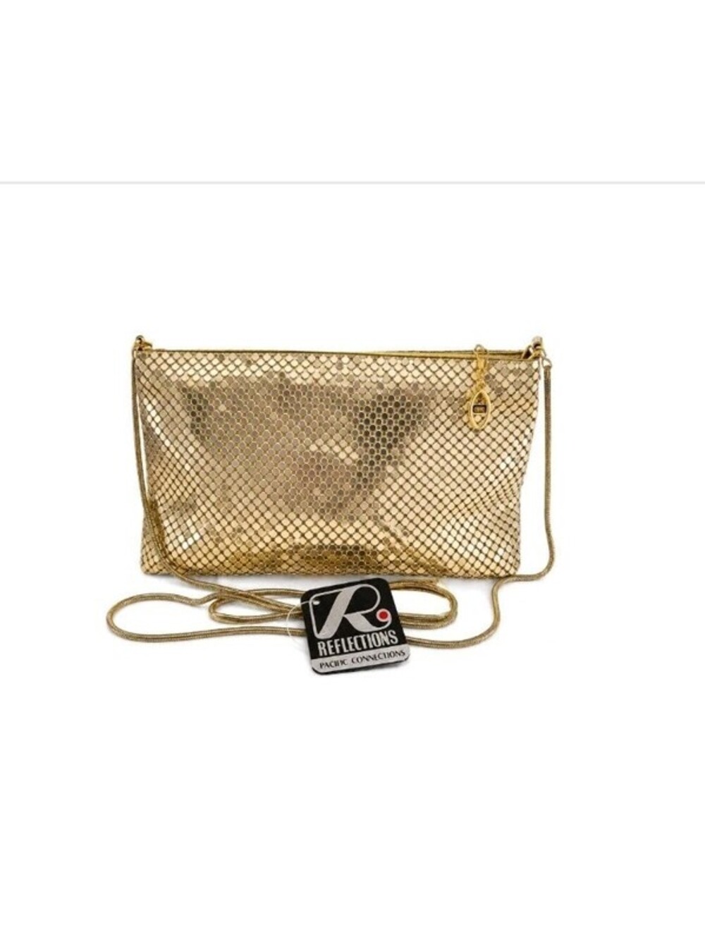 Vintage Pacific Connections Gold Metal Mesh Evening Bag Purse NWT Y2K Formal